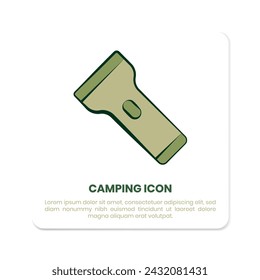 Flashlight icon design for camping equipment in hand drawn style