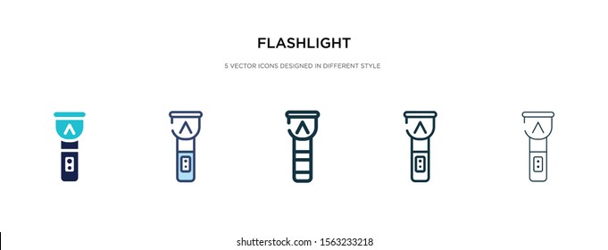flashlight icon in different style vector illustration. two colored and black flashlight vector icons designed in filled, outline, line and stroke style can be used for web, mobile, ui