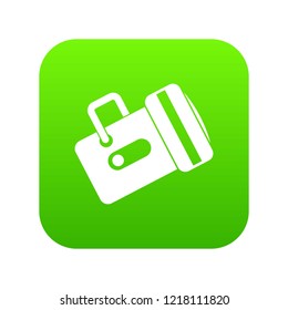 Flashlight icon digital green for any design isolated on white vector illustration