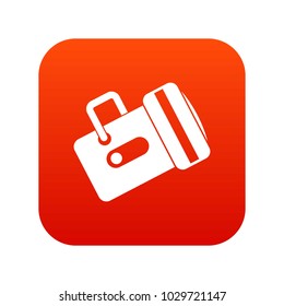 Flashlight icon digital red for any design isolated on white vector illustration