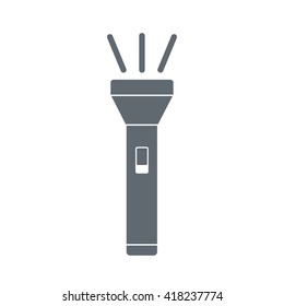 Flashlight icon. Drop shadow silhouette symbol. Light. Portable torch vector isolated illustration

