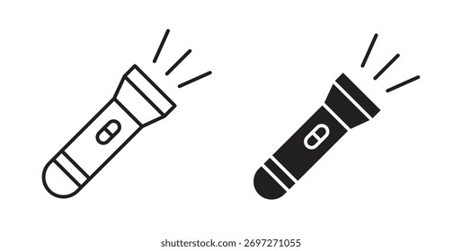 Taschenlampensymbol mit bearbeitbarem Strich und flachem Vektorpaket