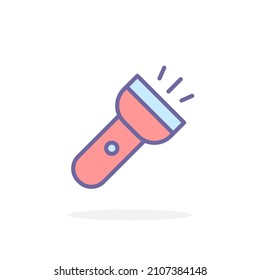 Flashlight icon in filled outline style. For your design, logo. Vector illustration.