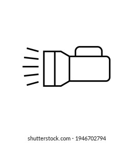 Flashlight icon in flat black line style, isolated on white background 