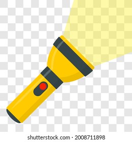 Flashlight icon flat design yellow portable torch vector icon illustration on transparent background