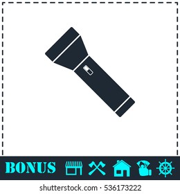 Flashlight icon flat. Simple vector symbol and bonus icon