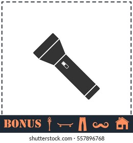Flashlight icon flat. Simple vector symbol and bonus icon