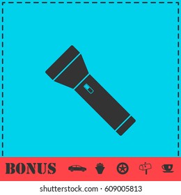 Flashlight icon flat. Simple vector symbol and bonus icon