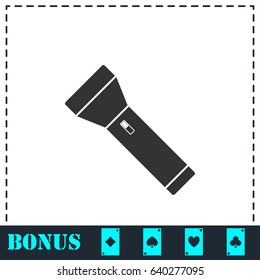 Flashlight icon flat. Simple vector symbol and bonus icon