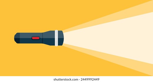 Flashlight icon in flat style. Electric lamp vector illustration on isolated background. Pocket lantern sign business concept.