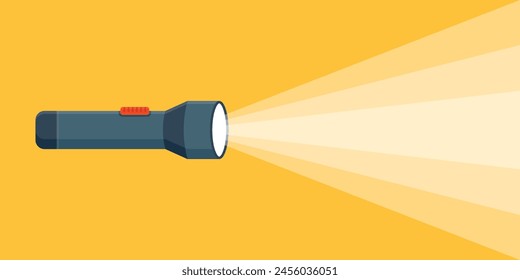 Flashlight icon in flat style. Electric lamp vector illustration on isolated background. Pocket lantern sign business concept.