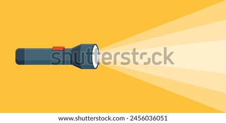 Flashlight icon in flat style. Electric lamp vector illustration on isolated background. Pocket lantern sign business concept.