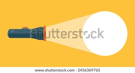 Flashlight icon in flat style. Electric lamp vector illustration on isolated background. Pocket lantern sign business concept.