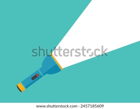 Flashlight icon in flat style. Electric lamp vector illustration on isolated background. Pocket lantern sign business concept.