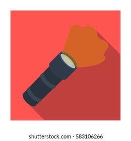 Flashlight icon in flat style isolated on white background. Police symbol stock vector illustration.