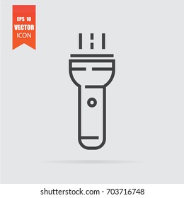 Flashlight icon in flat style isolated on grey background. For your design, logo. Vector illustration.