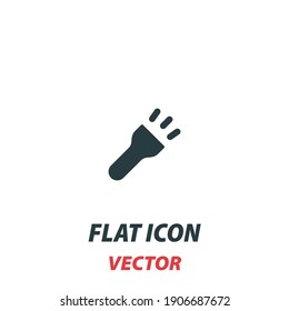 Flashlight icon in a flat style. Vector illustration pictogram on white background. Isolated symbol suitable for mobile concept, web apps, infographics, interface and apps design.