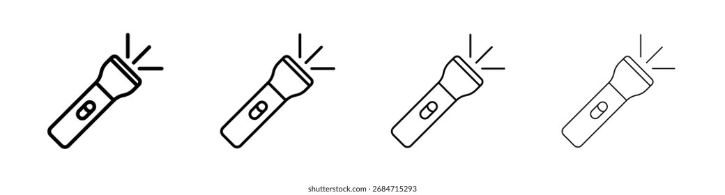 Ícone de lanterna Linha fina plana vetor ilustração arte contorno conjunto
