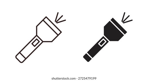 Icono de la linterna con el glifo y la línea. iconos negros del vector para el Web UI
