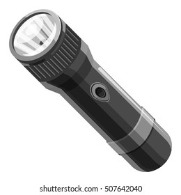 Flashlight icon. Gray monochrome illustration of flashlight vector icon for web