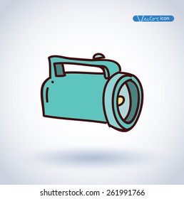 flashlight icon, hand drawn vector illustration.