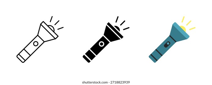 Ícone de lanterna. Símbolo de tocha elétrica portátil. Ilustração de dispositivo de iluminação portátil para pesquisa, trabalho noturno, emergência ou conceitos de falta de energia.
