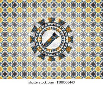 flashlight icon inside arabesque emblem. arabic decoration.