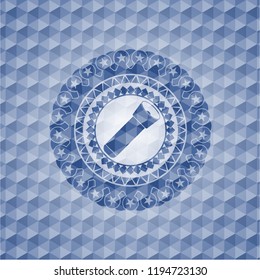 flashlight icon inside blue badge with geometric pattern background.