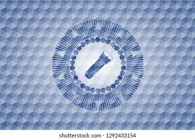 flashlight icon inside blue hexagon badge.