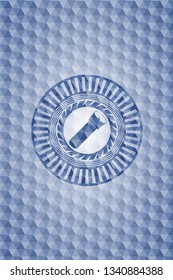 flashlight icon inside blue polygonal badge.