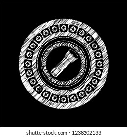 flashlight icon inside chalk emblem