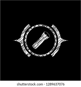 flashlight icon inside chalk emblem