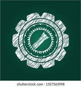 flashlight icon inside chalk emblem