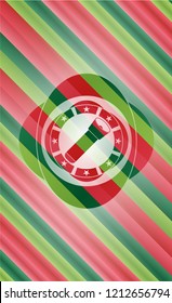 flashlight icon inside christmas badge background.