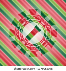 flashlight icon inside christmas colors badge.