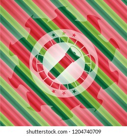 flashlight icon inside christmas colors badge.