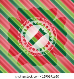 flashlight icon inside christmas colors badge.