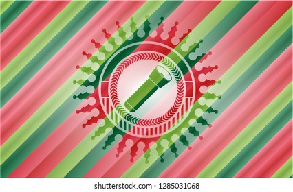 flashlight icon inside christmas emblem.