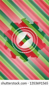 flashlight icon inside christmas emblem background.