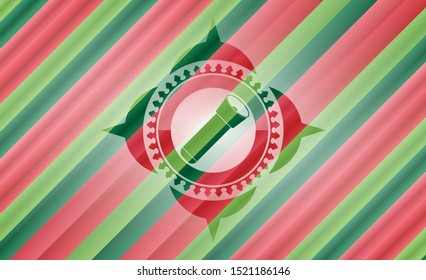 flashlight icon inside christmas style emblem.