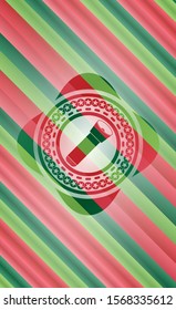 flashlight icon inside christmas style emblem.