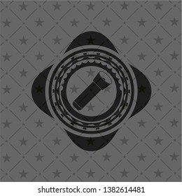 flashlight icon inside dark badge or emblem