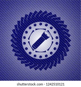 flashlight icon inside emblem with jean high quality background