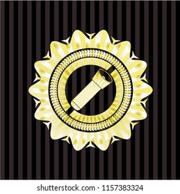 flashlight icon inside gold badge
