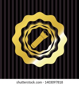 flashlight icon inside gold badge or emblem