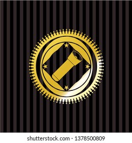 flashlight icon inside gold shiny badge