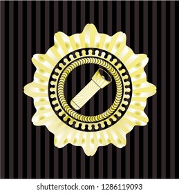 flashlight icon inside golden badge