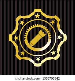 flashlight icon inside golden badge