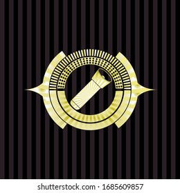 flashlight icon inside golden badge