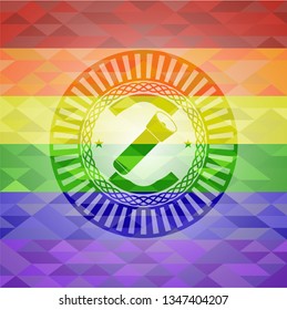 flashlight icon inside lgbt colors emblem 